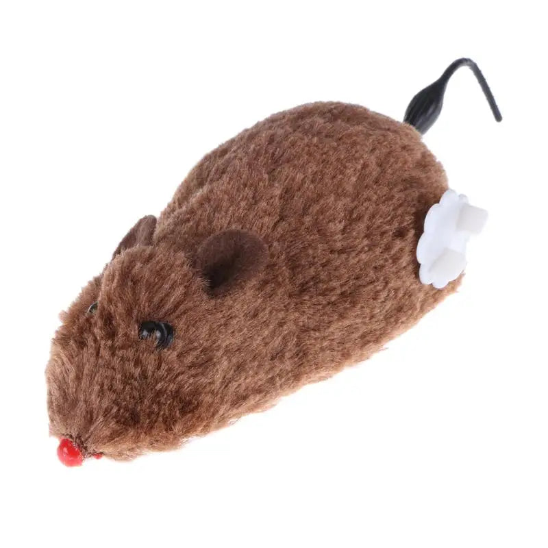 Clockwork Plush Mouse Cat Toy with Mechanical Motion