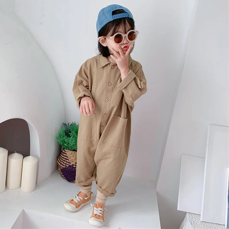 Kids Denim Style Casual Letter Jumpsuit