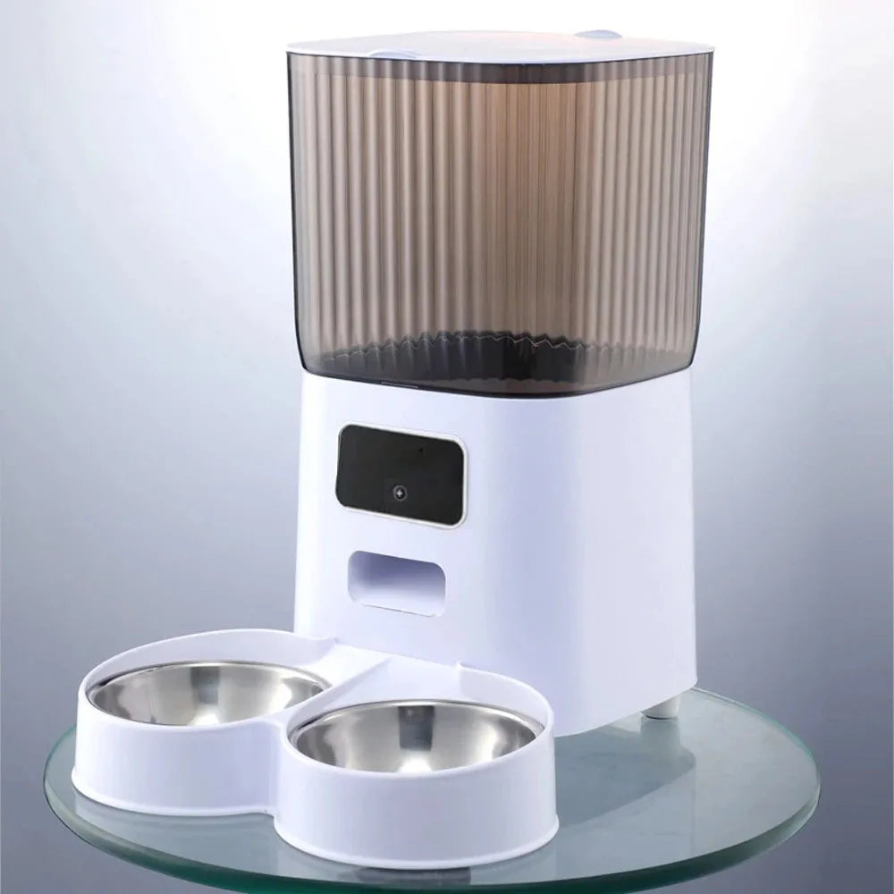 5L Smart Automatic Cat Feeder with Camera, Double Bowls & Voice Recorder
