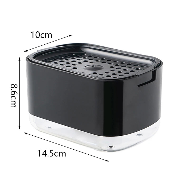 Press Soap Dispenser with Sponge Holder for Kitchen and Bathroom