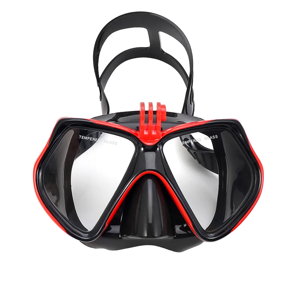 Tempered Glass Diving Mask with Dry Snorkel Tube & Camera Mount
