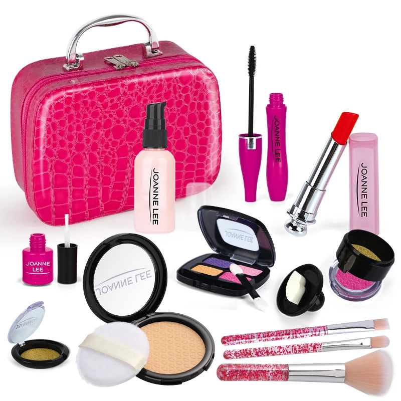 Kids Pretend Makeup Set With Bag - 12 Piece Play Cosmetics Kit