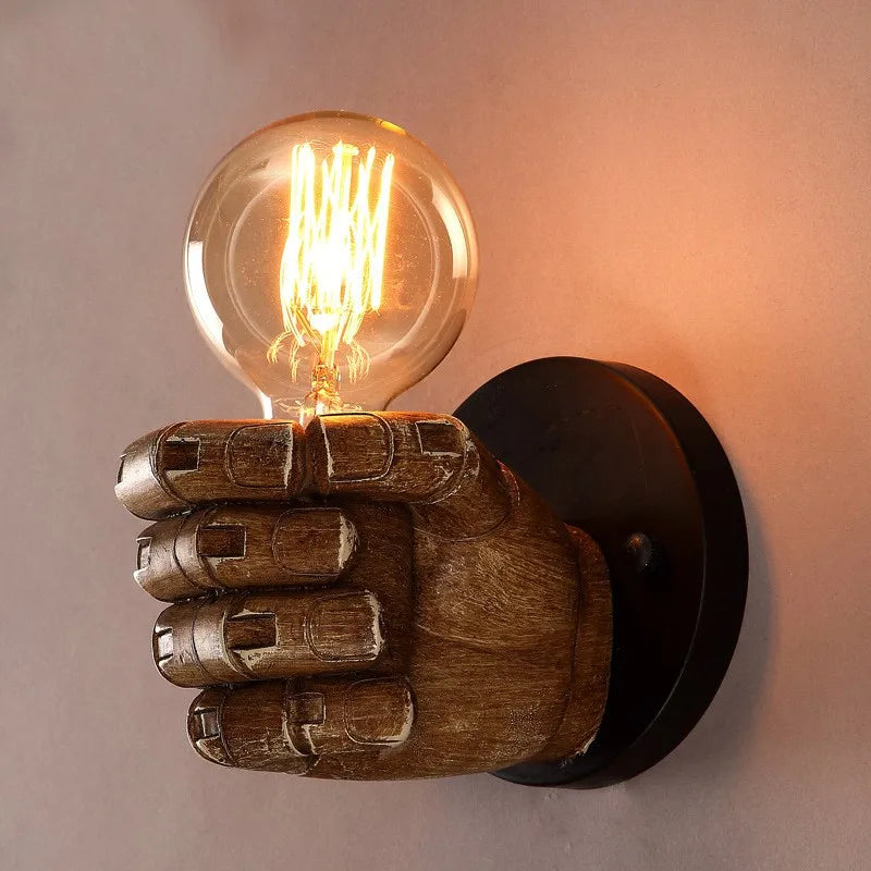 Retro Resin Fist Wall Sconce for Indoor Decor