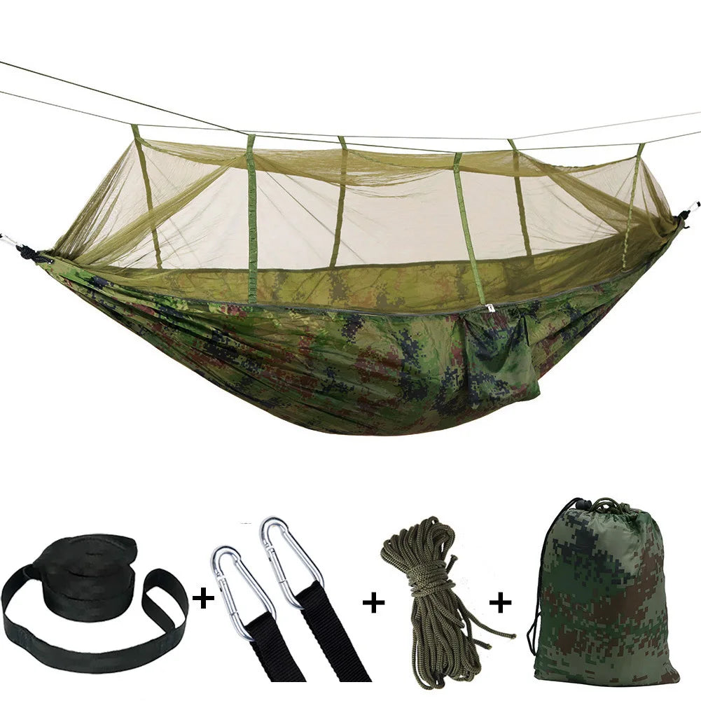 Portable Camping Hammock with Mosquito Net and 210T Nylon Fabric