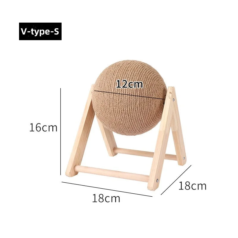 Sisal Cat Scratching Ball Toy with Wooden Board for Paw Grinding