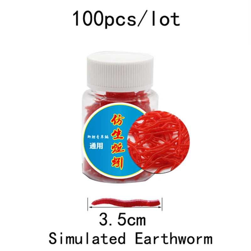 100-Piece Realistic Soft Bloodworm Fishing Lure Bottle for Bass & Bream