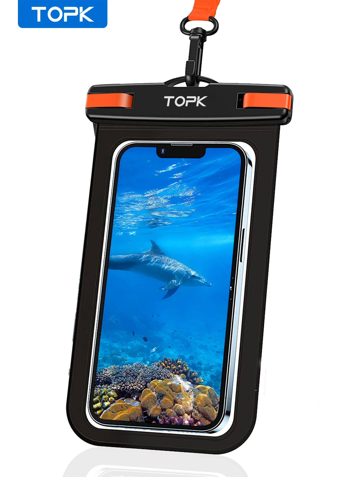 TOPK E01 IPX8 Waterproof Phone Pouch with Lanyard for 7-Inch Phones