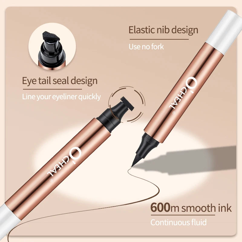 O'CHEAL Waterproof Eyeliner Stamp - Dual-Head Fast-Dry Black Pen