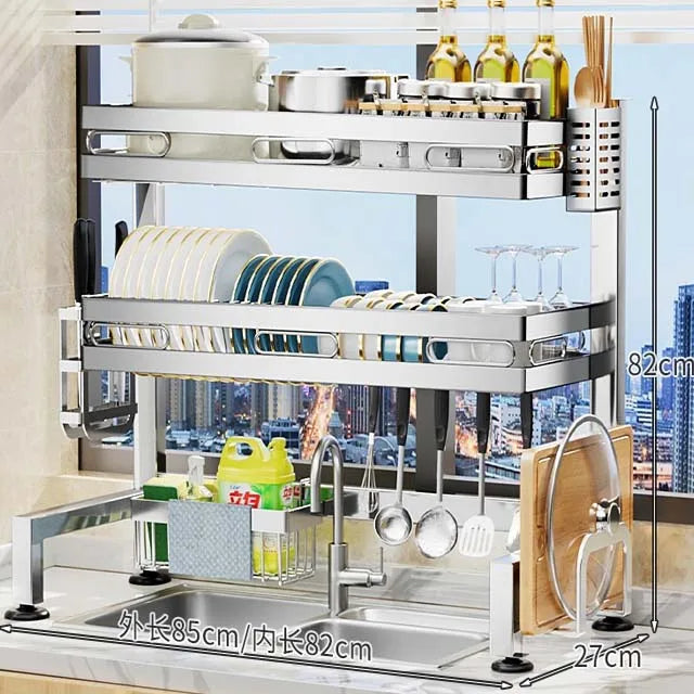 Countertop Sink Storage Rack with Dish, Knife and Cutlery Holder