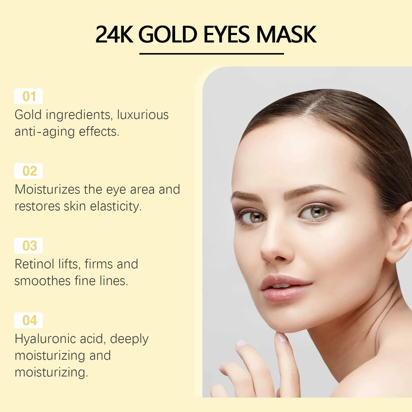 24K Gold Under Eye Patches with Retinol and Collagen for Puffiness Care