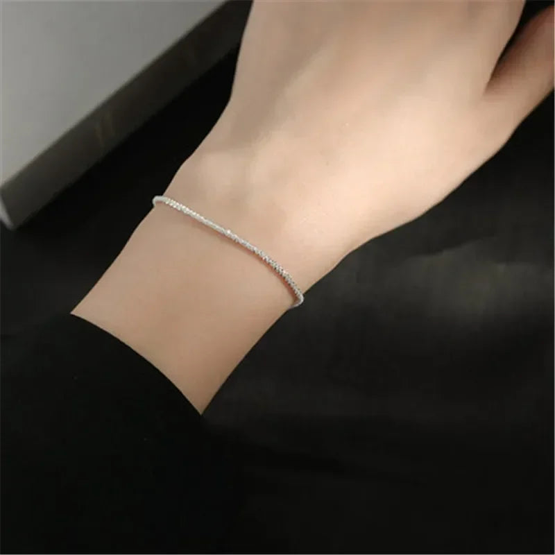 Sparkling Silver-Tone Clavicle Chain Necklace