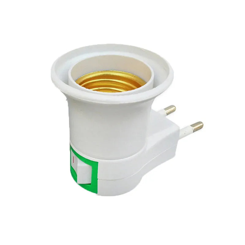 E27 LED Bulb Socket to EU Plug Adapter with On/Off Switch