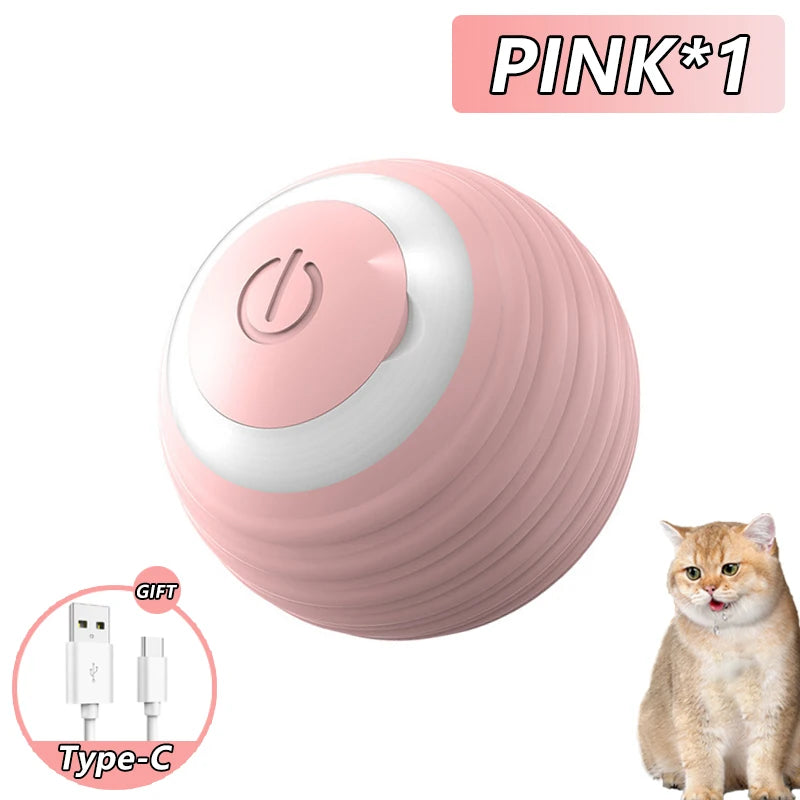 Smart Automatic Rolling Cat Ball Toy with Silicone Body & Type-C Cable