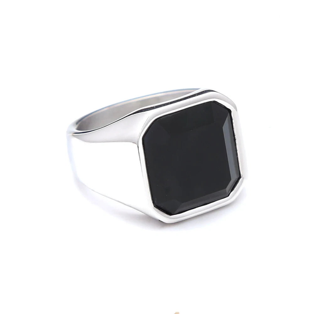 Gothic Dragon Claw Stainless Steel Black Stone Ring