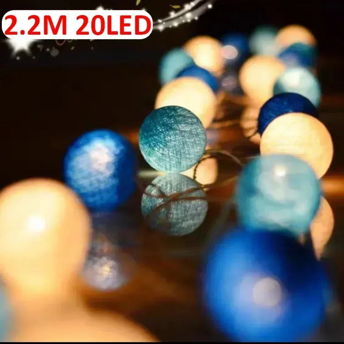 20-LED Rattan Ball String Lights with USB or Battery Power