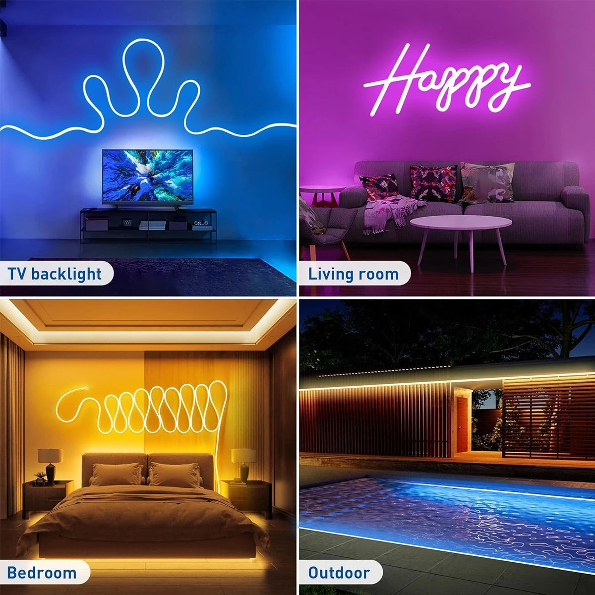 RGBIC USB Neon Strip Light with Bluetooth Remote Control