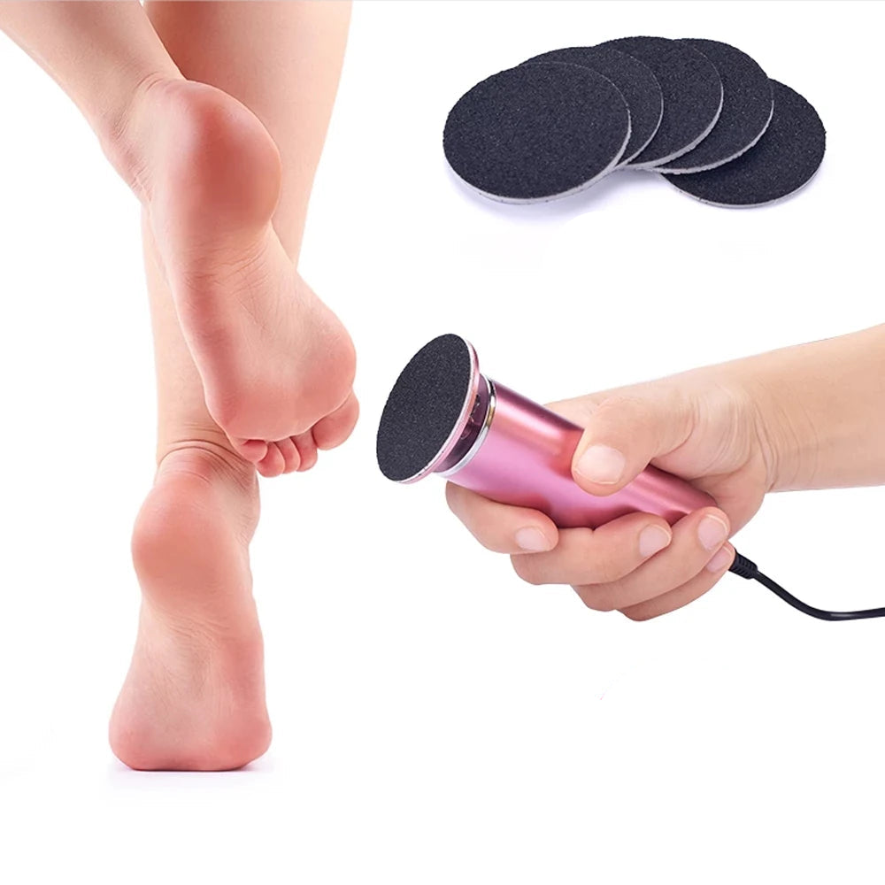 Electric Pedicure Foot File with Rechargeable Callus Remover and Sandpaper Pads