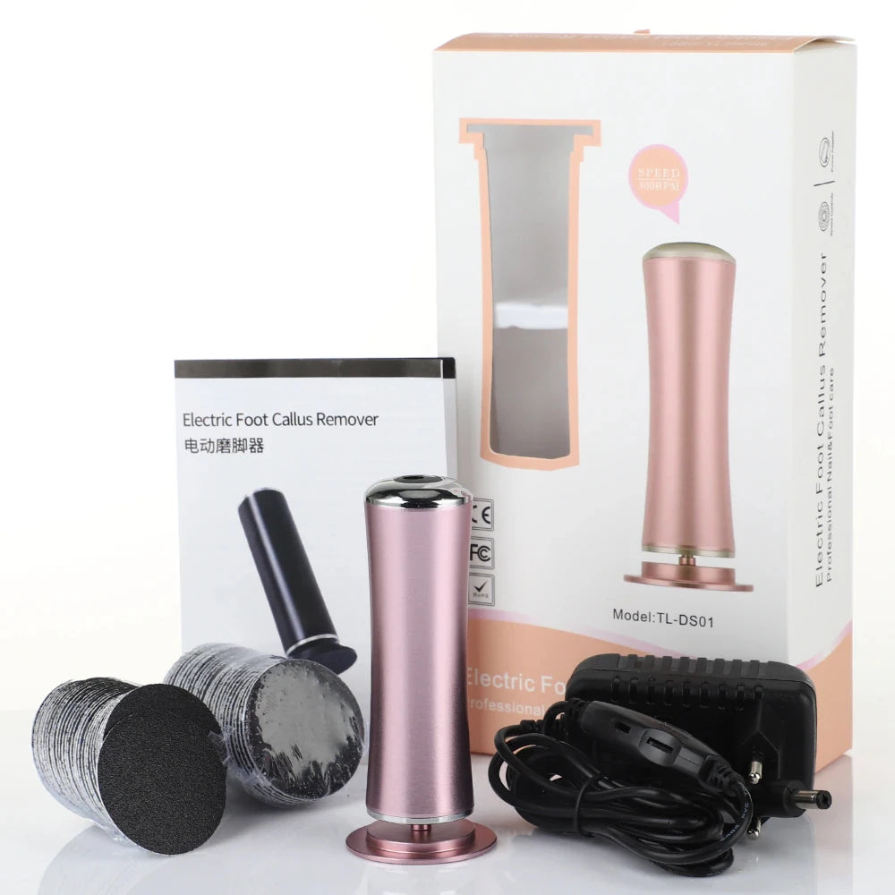 Electric Pedicure Foot File with Rechargeable Callus Remover and Sandpaper Pads