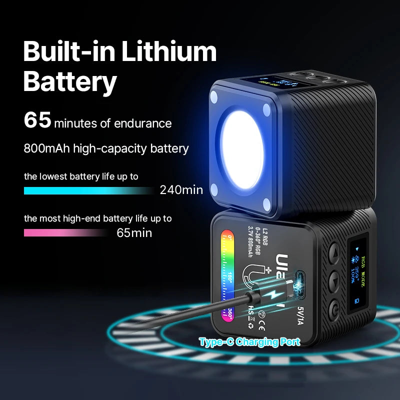 Ulanzi L2 RGB Mini COB Video Light with Magnetic Mount and Diffuser