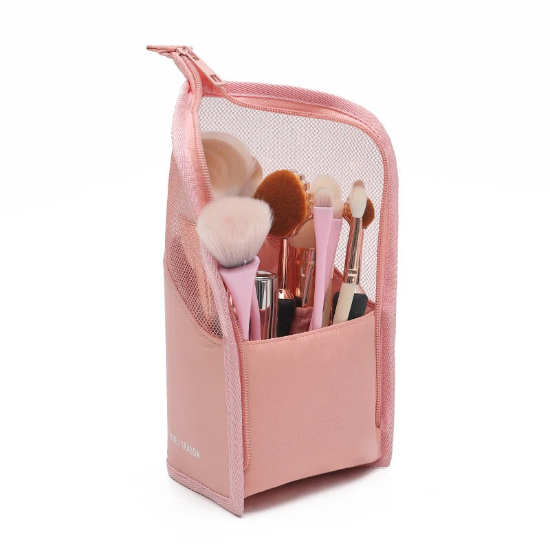 Clear Stand-Up Makeup Brush and Toiletry Organizer Bag