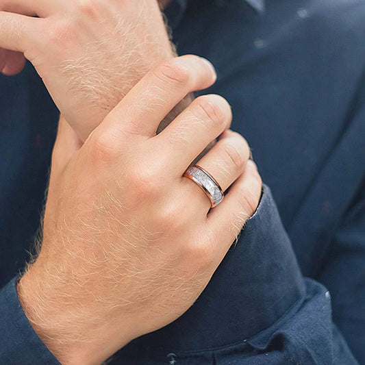 8mm Tungsten Carbide Meteorite Inlay Ring