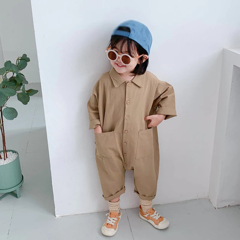 Kids Denim Style Casual Letter Jumpsuit