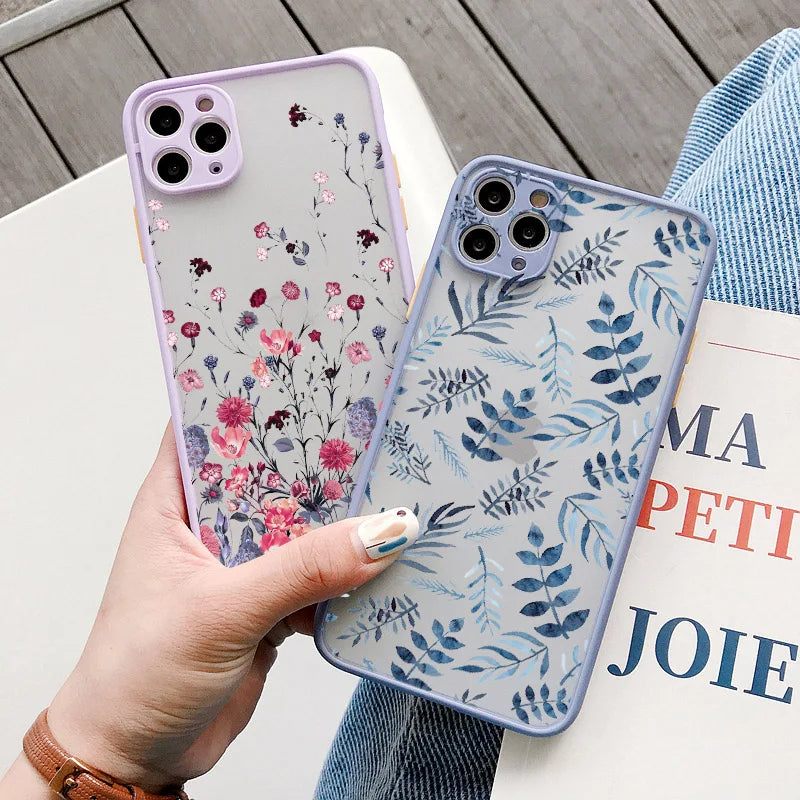 Hand-Painted Floral Shockproof Phone Case for iPhone Models