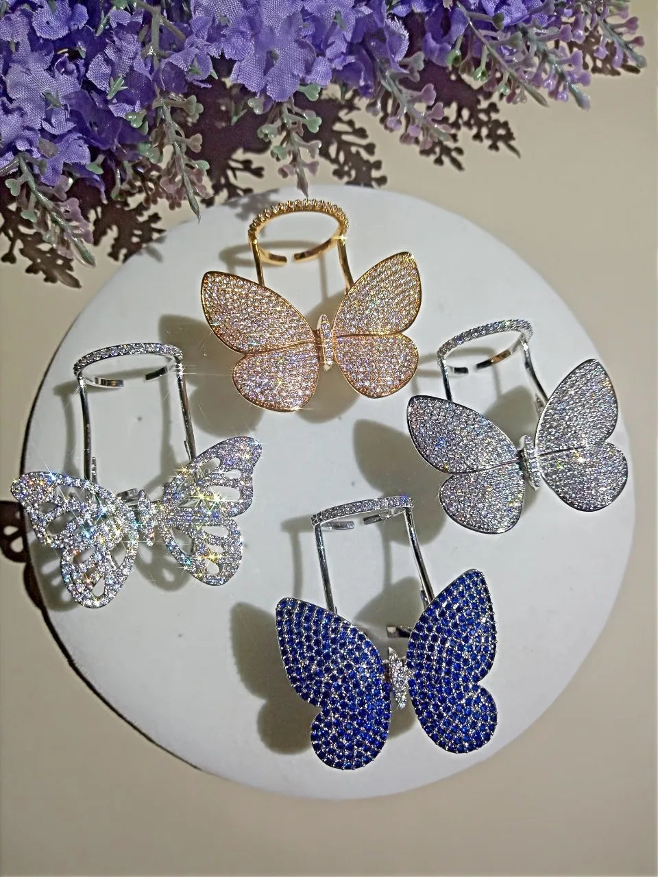 925 Sterling Silver Butterfly Zircon Ring