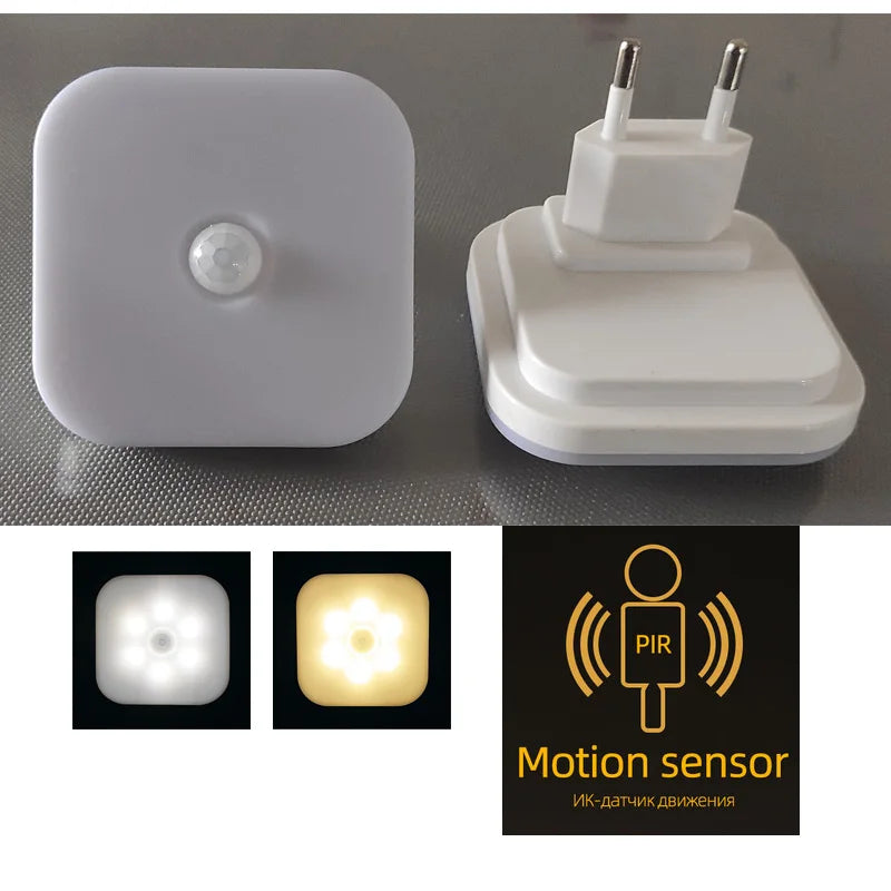 Motion Sensor EU Plug LED Night Wall Lamp