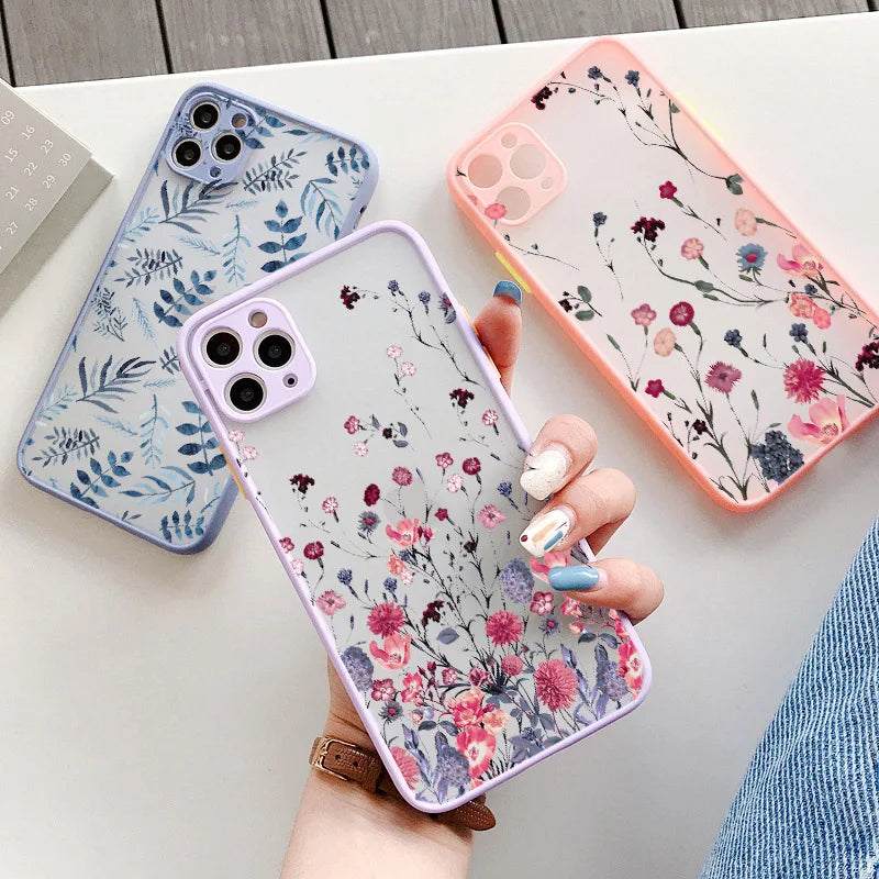 Hand-Painted Floral Shockproof Phone Case for iPhone Models