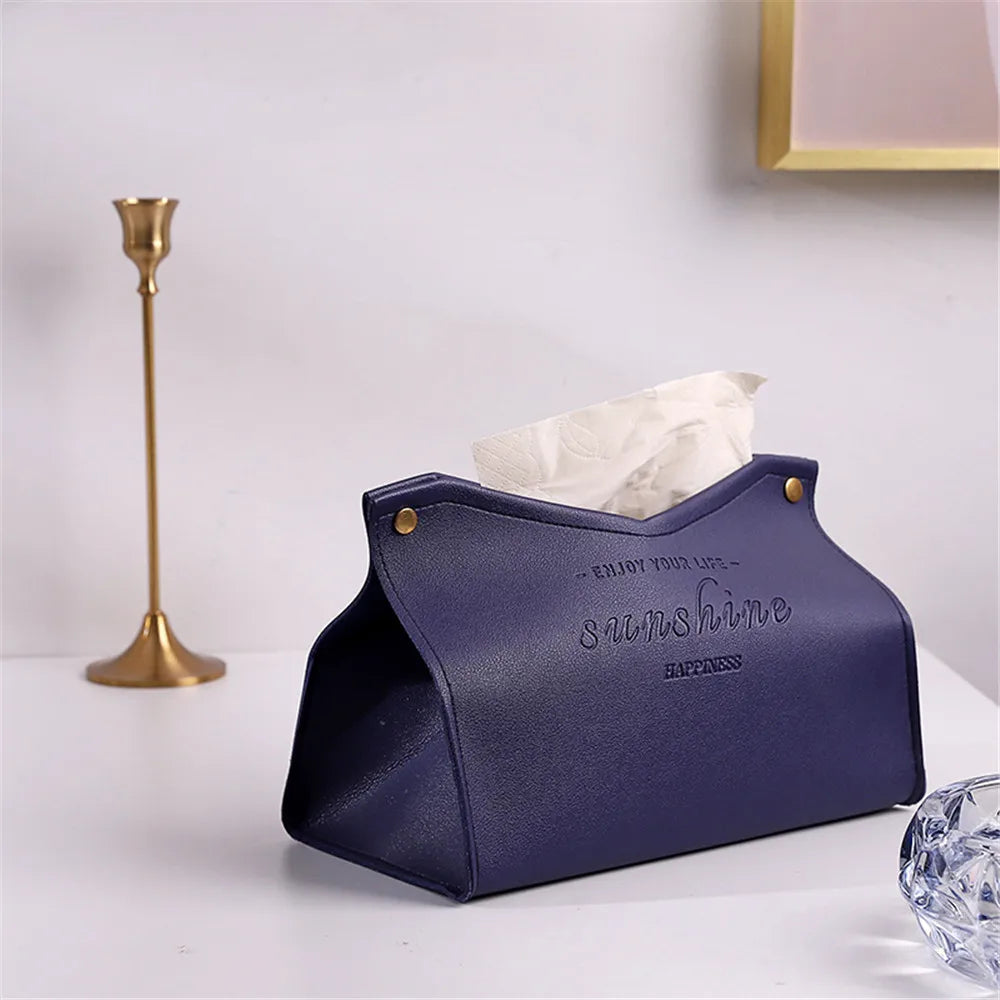 PU Leather Foldable Tissue Box Holder