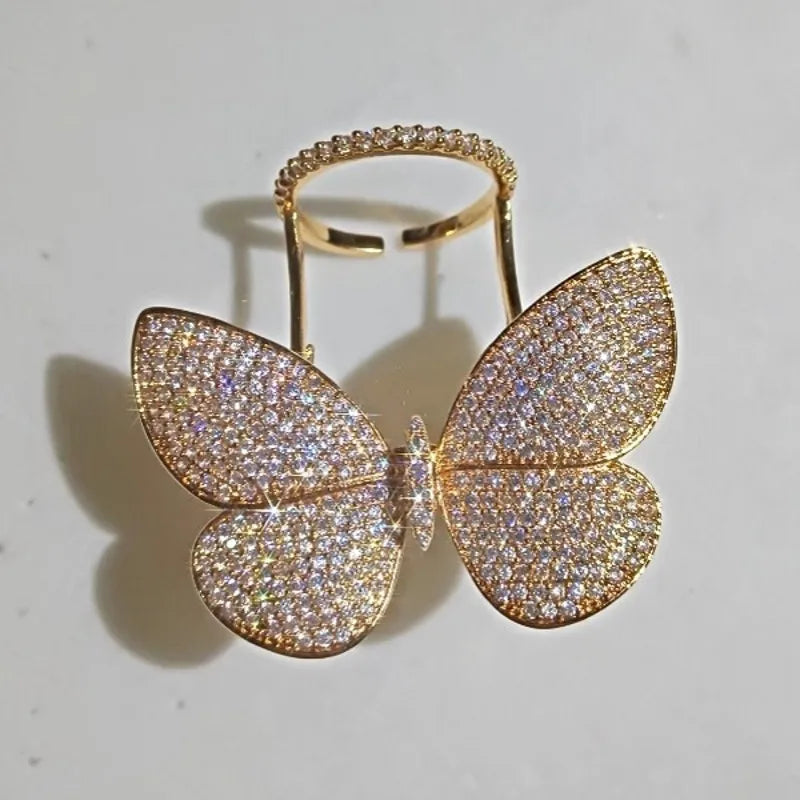 925 Sterling Silver Butterfly Zircon Ring