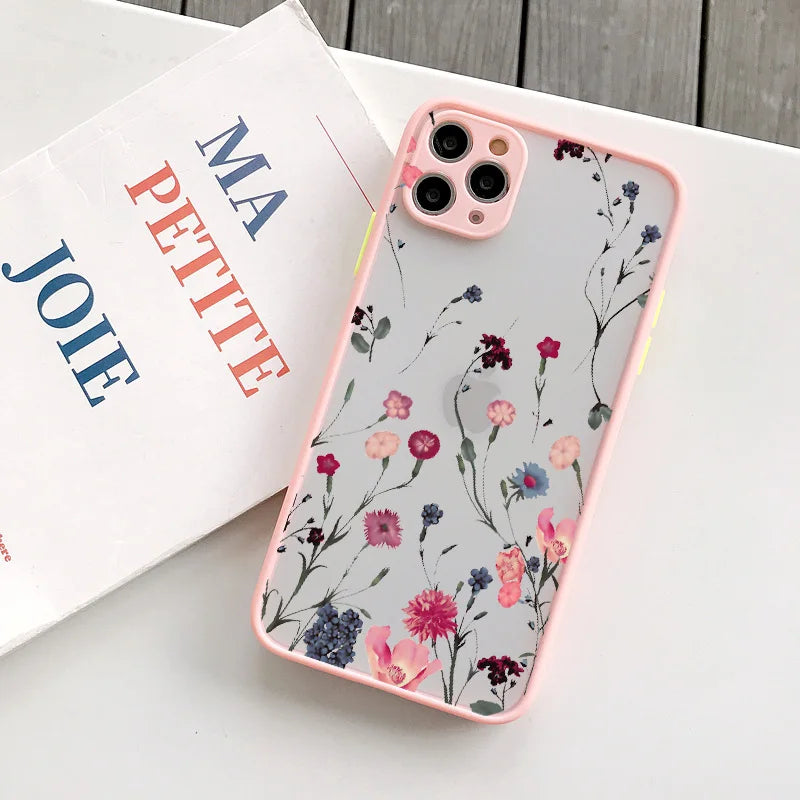 Hand-Painted Floral Shockproof Phone Case for iPhone Models