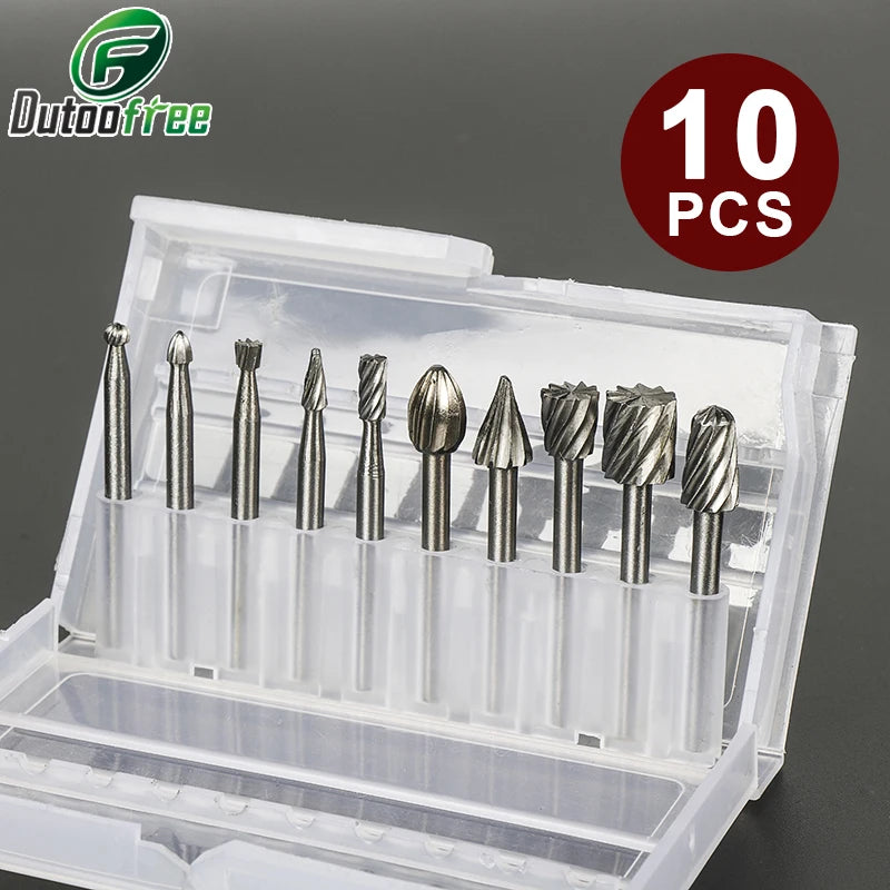 HSS Rotary Burr Cutter Set with Mini Drill Bits and Storage Box
