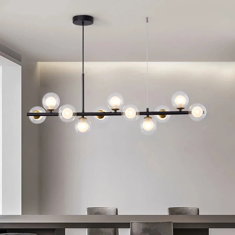 Gold 11-Head Glass Ball LED Pendant Light