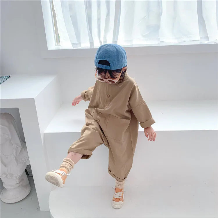 Kids Denim Style Casual Letter Jumpsuit