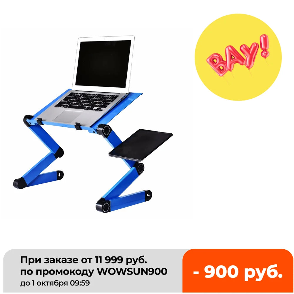 Adjustable Aluminum Alloy Folding Laptop Table for Bed, Sofa, and Study