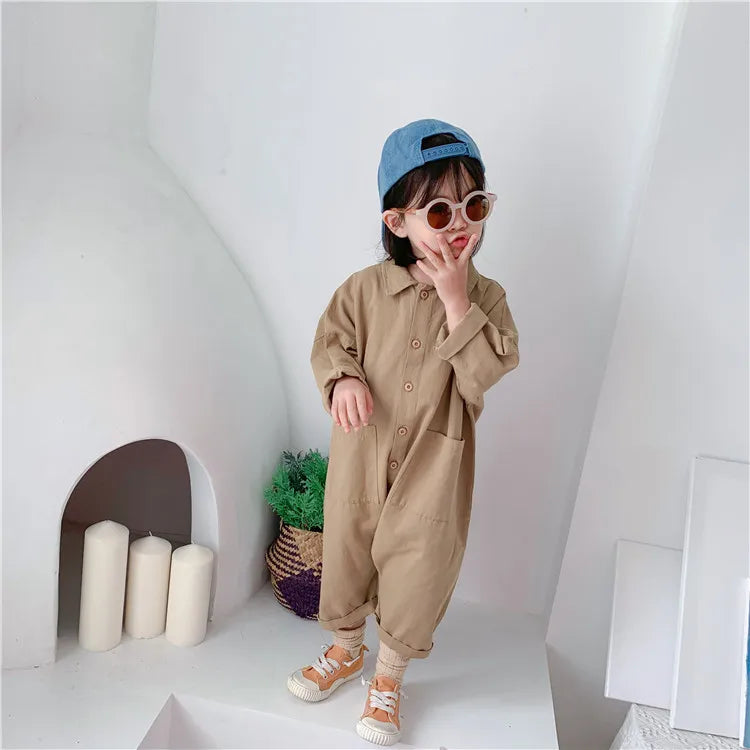 Kids Denim Style Casual Letter Jumpsuit