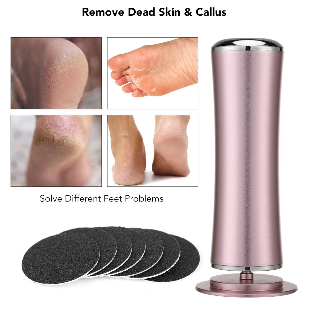 Electric Pedicure Foot File with Rechargeable Callus Remover and Sandpaper Pads