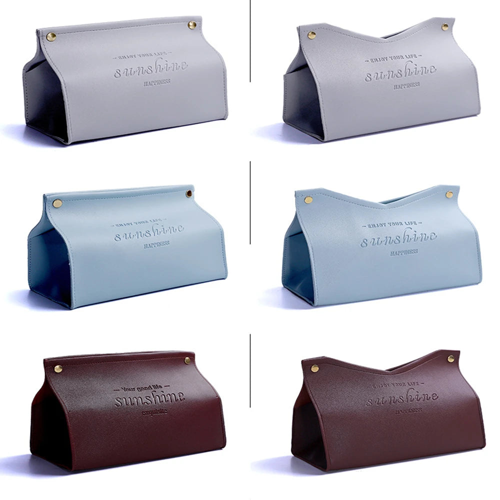 PU Leather Foldable Tissue Box Holder