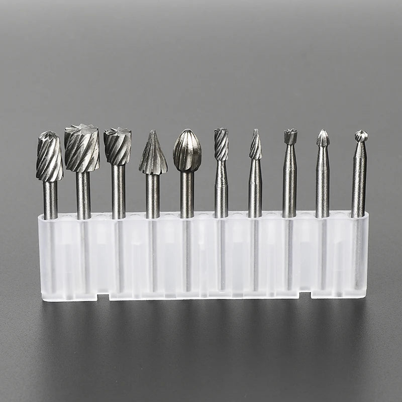 HSS Rotary Burr Cutter Set with Mini Drill Bits and Storage Box