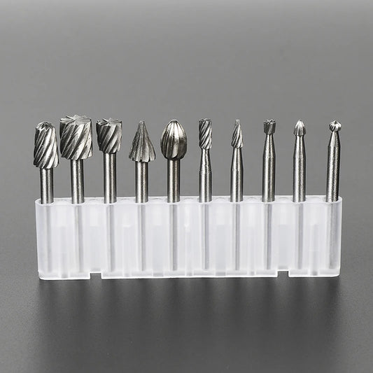 HSS Rotary Burr Cutter Set with Mini Drill Bits and Storage Box
