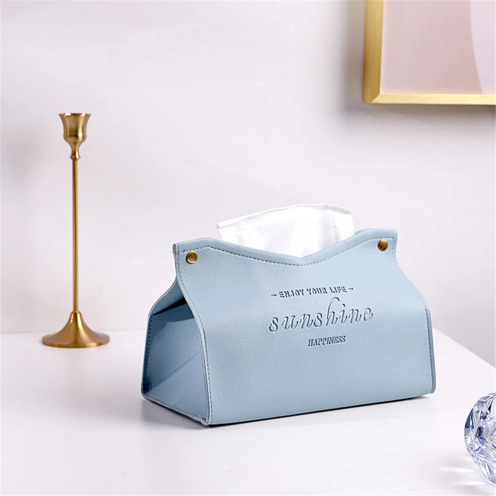 PU Leather Foldable Tissue Box Holder