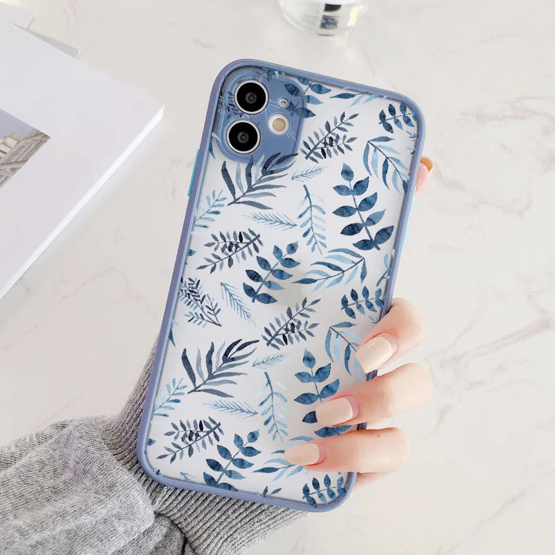 Hand-Painted Floral Shockproof Phone Case for iPhone Models