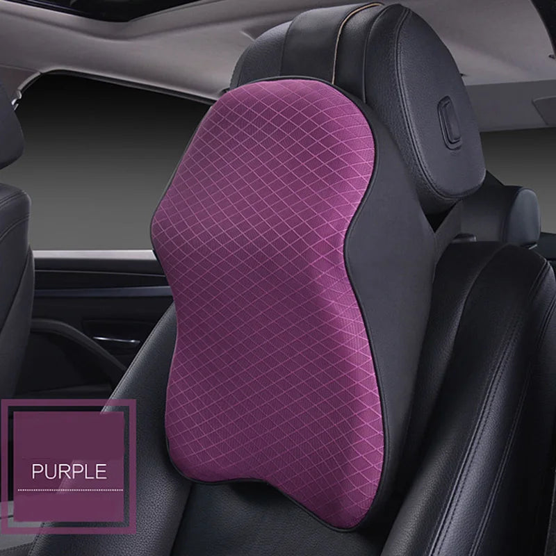 3D Car Headrest Neck Pillow with Leather Ice Silk Support