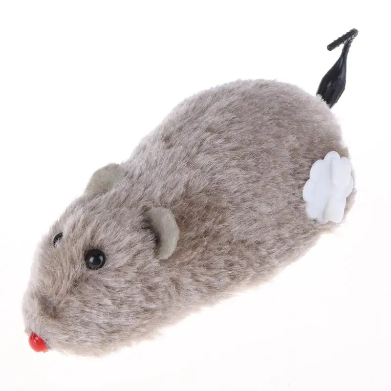 Clockwork Plush Mouse Cat Toy with Mechanical Motion