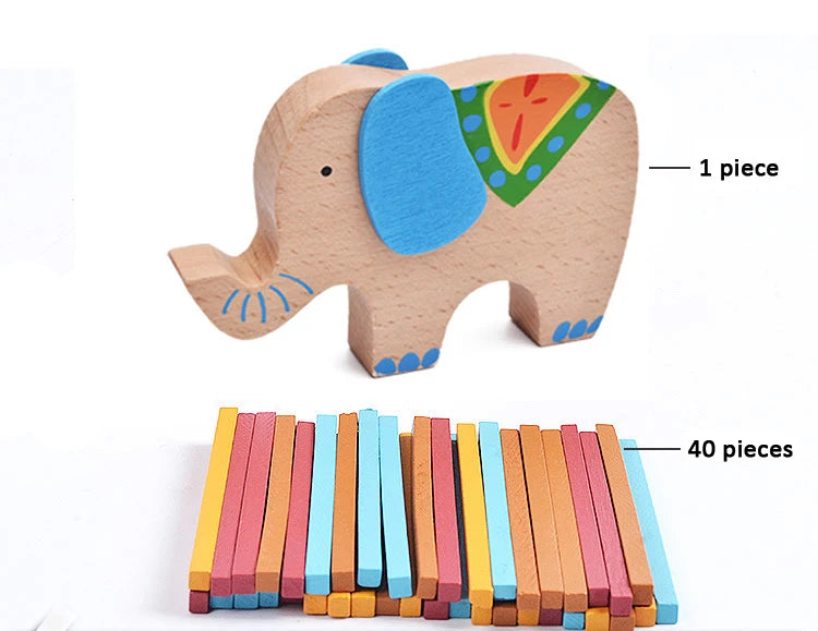 Elephant & Camel Wooden Balance Blocks - Colorful Learning Game
