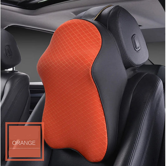 3D Car Headrest Neck Pillow with Leather Ice Silk Support