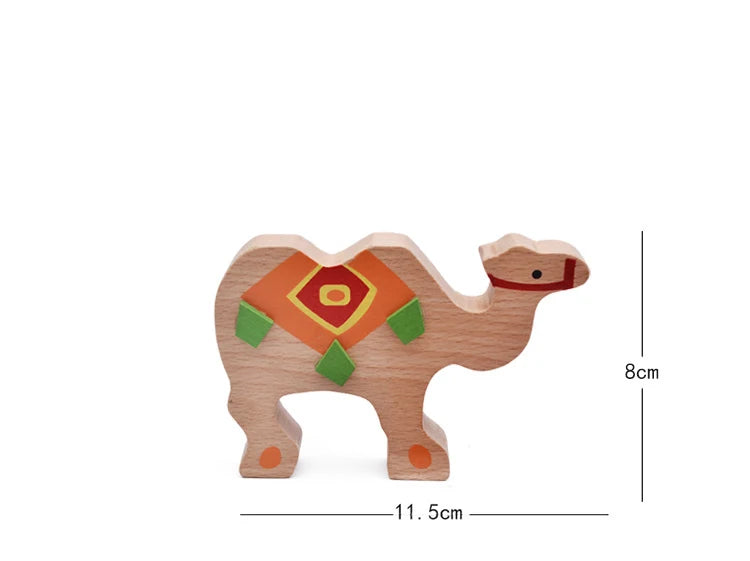 Elephant & Camel Wooden Balance Blocks - Colorful Learning Game