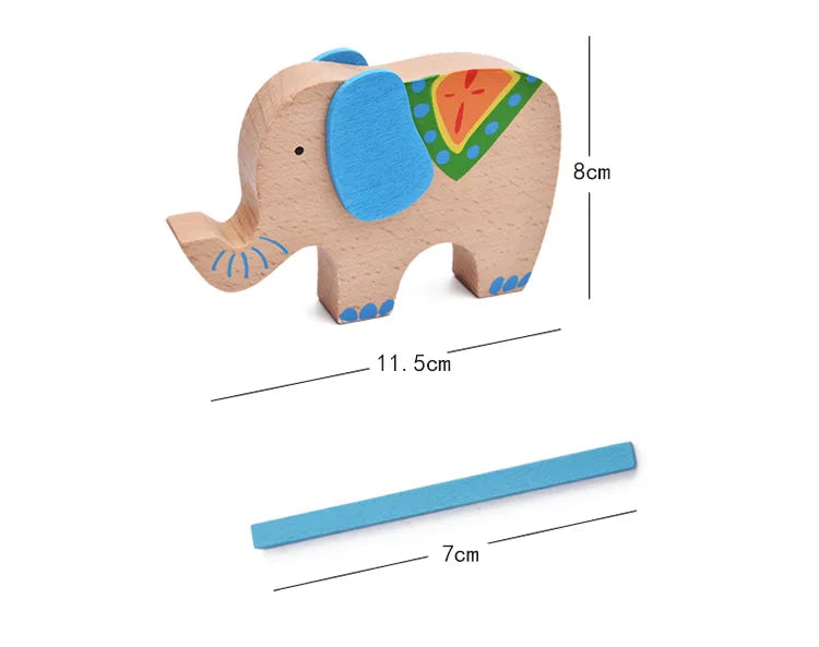 Elephant & Camel Wooden Balance Blocks - Colorful Learning Game